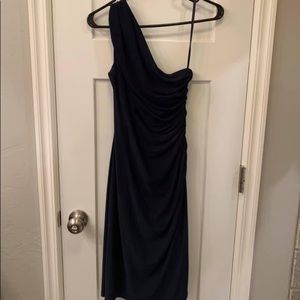 Women’s navy blue one shoulder dress